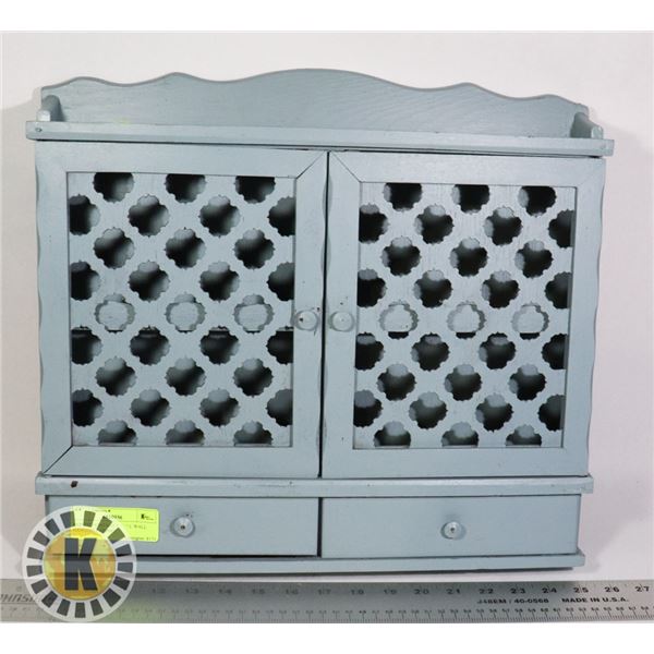 PAINTED VINTAGE SMALL WALL HANGING CABINET