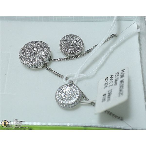 NEW 3 PIECE SILVER EARRING AND PENDANT SET. 238