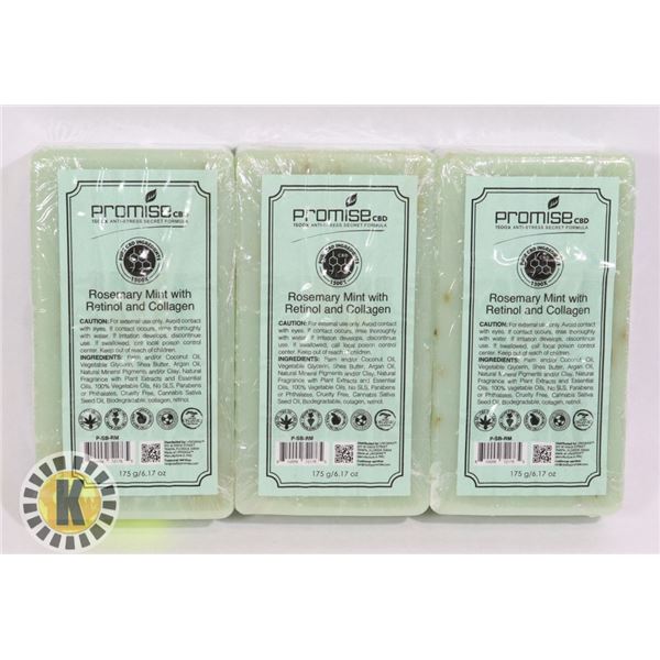 3 BARS SECRET ROSEMARY MINT CBD INFUSED SOAP