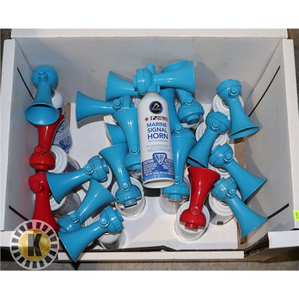 BOX LOT OF AIRHORNS