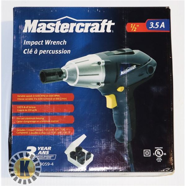 MASTERCRAFT IMPACT WRENCH- 3.5AMP, 1/2"