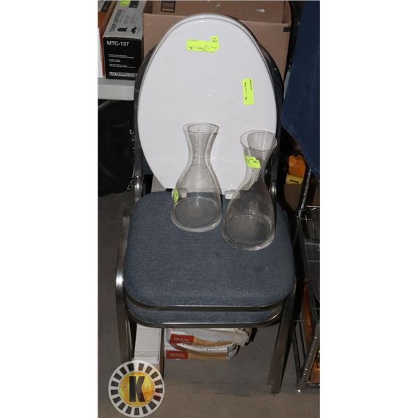 TWO CHAIRS SOLD WITH TOILET SEAT AND TWO