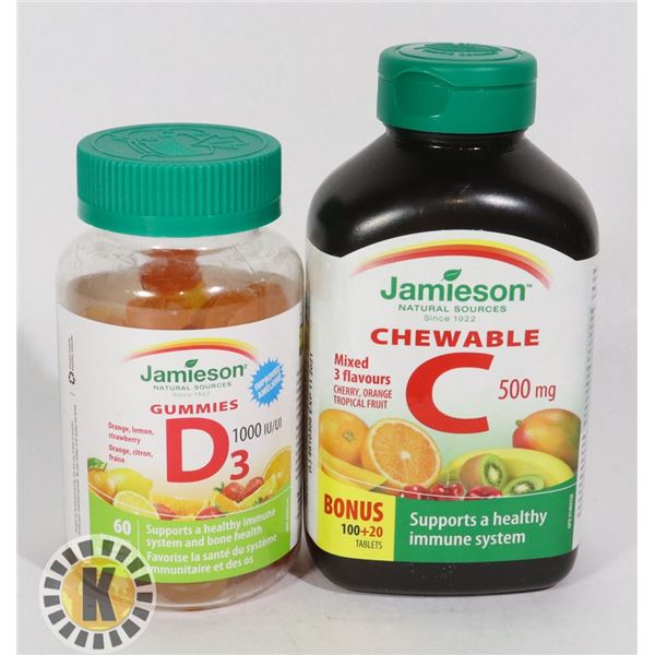 TWO BOTTLE OF JAMIESON VITAMINS. ONE CHEWABLE C