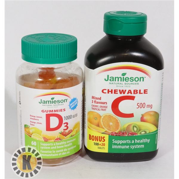 TWO BOTTLE OF JAMIESON VITAMINS. ONE CHEWABLE C