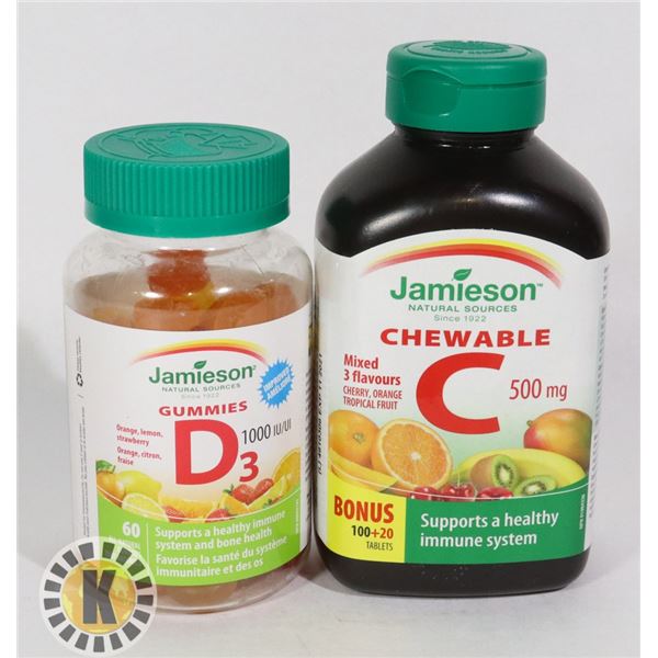 TWO BOTTLE OF JAMIESON VITAMINS. ONE CHEWABLE C