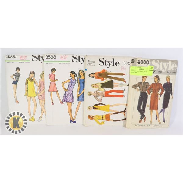 VINTAGE LOT OF 4 STYLE SEWING PATTERNS