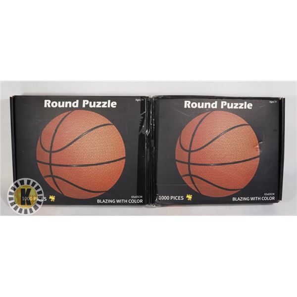TWO 1000PC ROUND PUZZLES (BASKETBALL)