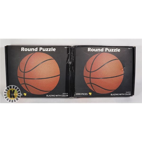 TWO 1000PC ROUND PUZZLES (BASKETBALL)