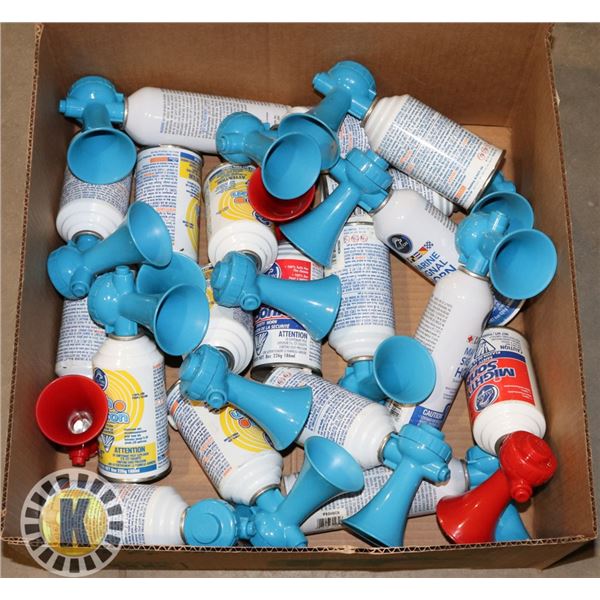 BOX LOT OF AIRHORNS