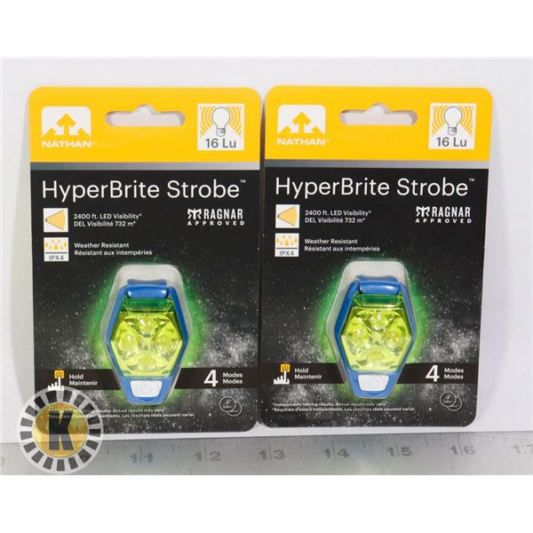 TWO NEW 4 MODE LED HYPER BRITE STROBE CLIP ON LIGH