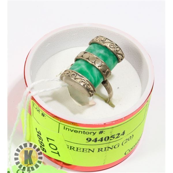 SILVER/ GREEN RING (20)