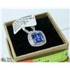 Image 1 : NEW. SILVER RING. BLUE CZ CENTER, ACCENTED