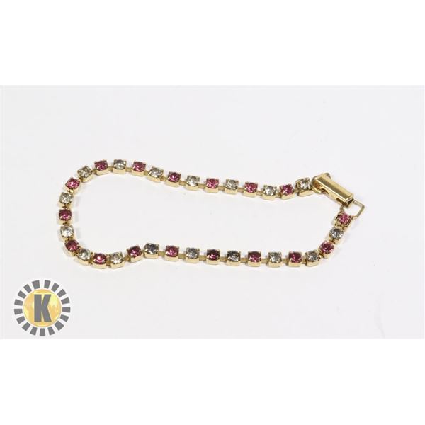 935-100 GOLD TONE BRACELET W/ PURPLE JEWELS & CRYSTALS