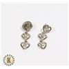 Image 1 : 955-107 SILVER TONE 3 HEART DANGLE EARRINGS W/ CRYSTAL