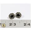 Image 1 : 955-106 SILVER ROUND EARRINGS BLACK JEWEL CENTER