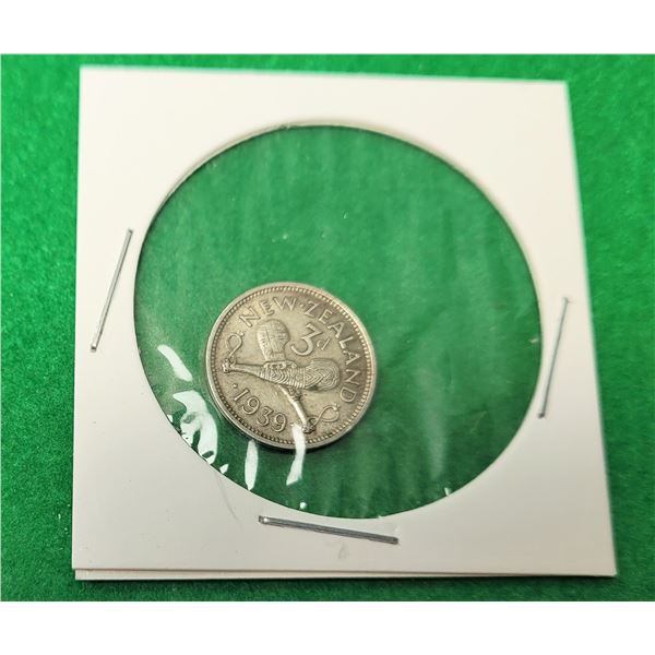 23)  NEW ZEALAND 1939 KIG GEORGE VI 5 PENCE COIN