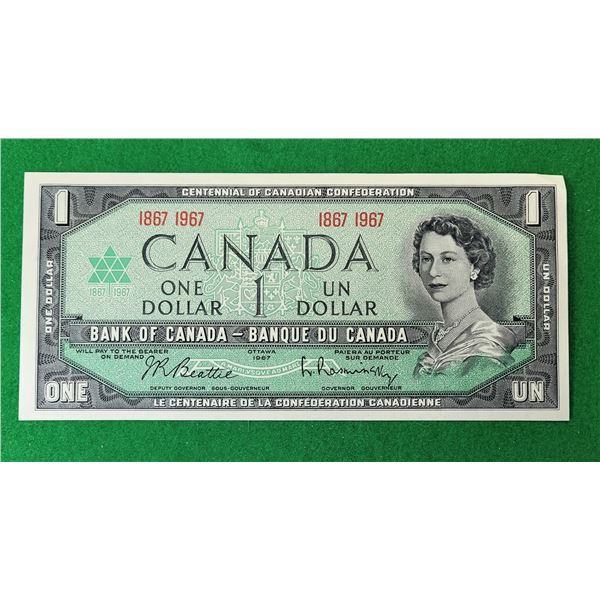19)  CANADIAN $1.00 BILL COMMEMORATING 1867-1967