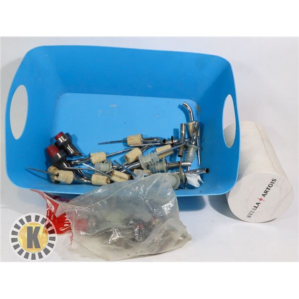 ESTATE SMALL TOTE OF BOTTLE STOPPERS/ POURING