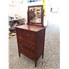 Image 1 : 570 --  Vintage 6 Drawer Highboy With Mirror