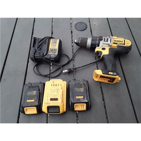 626 -  Dewalt 20v Drill with 3 Batteries and Charger