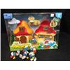 Image 1 : Smurfs 2 Inch Articulated Mini Figure Playset Papa Smurf with Mushroom House