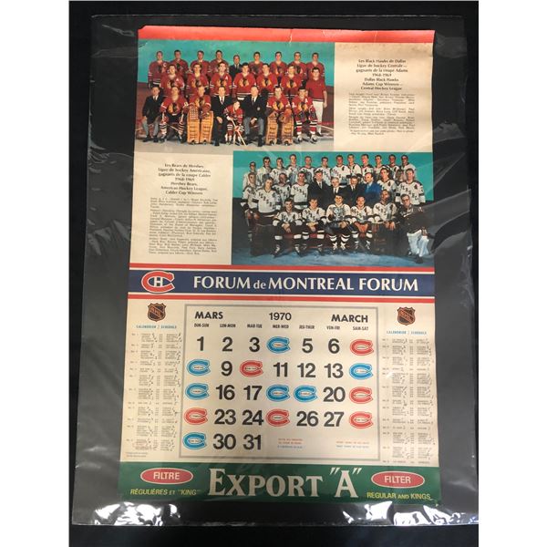 VINTAGE 1970 MONTREAL FORUM CALENDAR