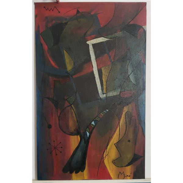 OIL ON BOARD PAINTING SIGNED "MIRO" - VERY RARE SURREALIST