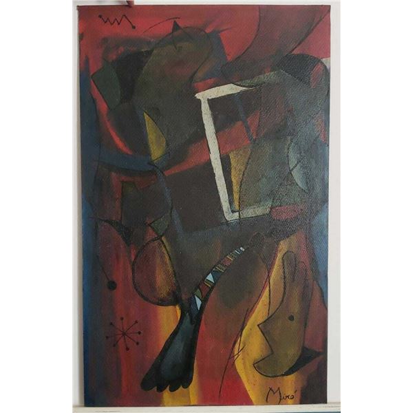 OIL ON BOARD PAINTING SIGNED "MIRO" - VERY RARE SURREALIST