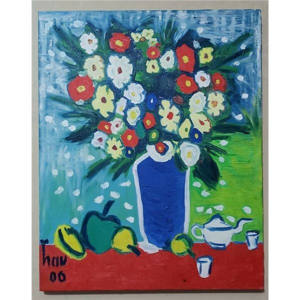 Tran Luu Hau (1928 - 2020) - Asian Artist , Oil on canvas painting Contemporary