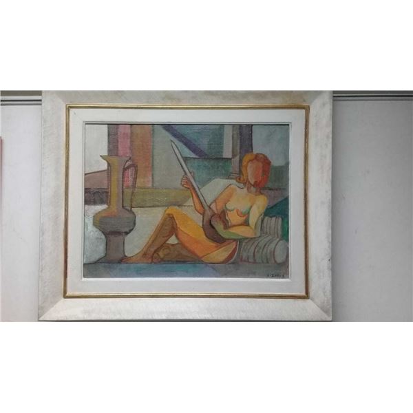 Fine Cubist "Luis Lizares" - Oil on canvas painting / Signed