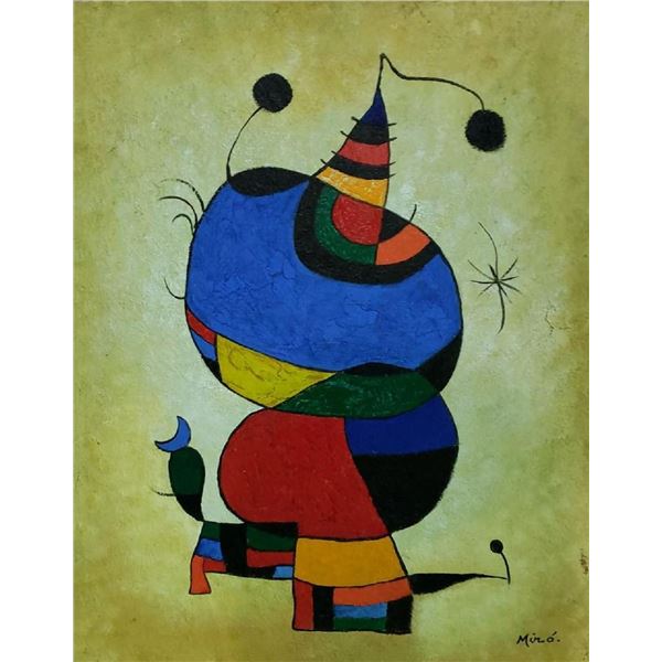 Joan Miró (1893 - 1983) Oil canvas painting / Surreal Spanish Master
