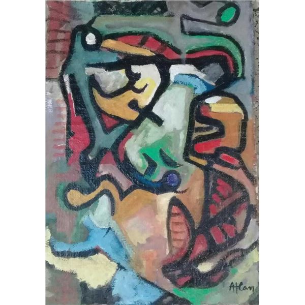 Attributed to Jean Michelle Atlan / Antique oil painting , Canvas - Reverse