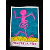 Image 1 : Oil on cardboard Paper / Keith Haring - Stamp reverse - Signed