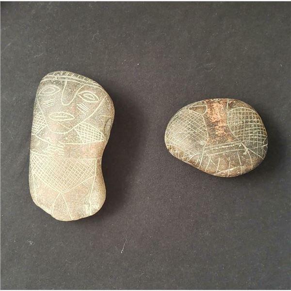 TWO Engraving Stone - Paracas Culture Peru