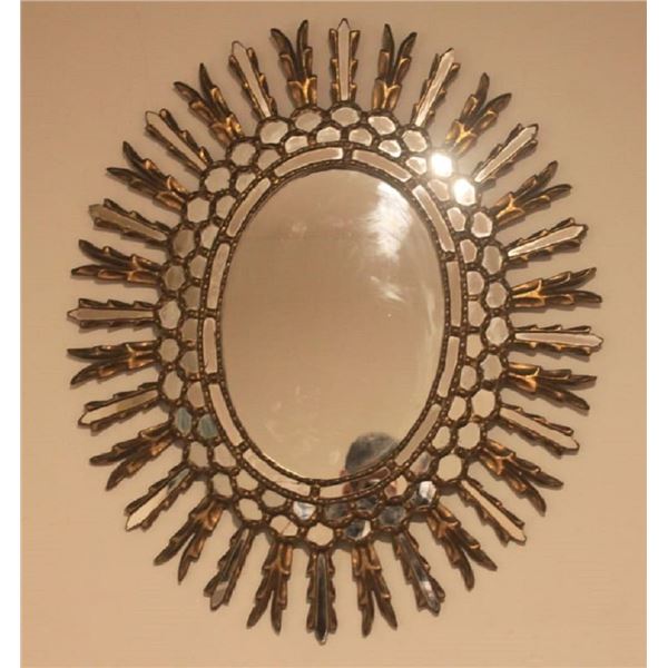 Stylish Antique Gold Mirror Oval - Glazed style