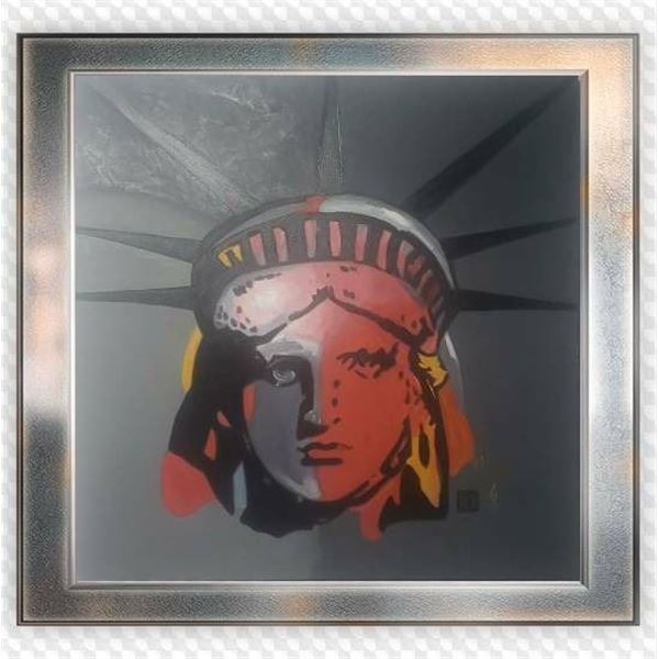 PETER MAX - Liberty Head, Acrylic 1989 - Hand Painted