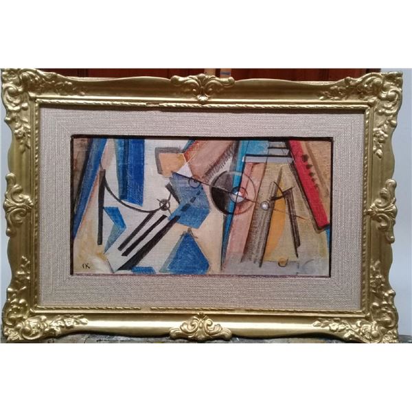 Russian Master : Vasili Kandinsky - Oil canvas painting abstract / Antique Piece
