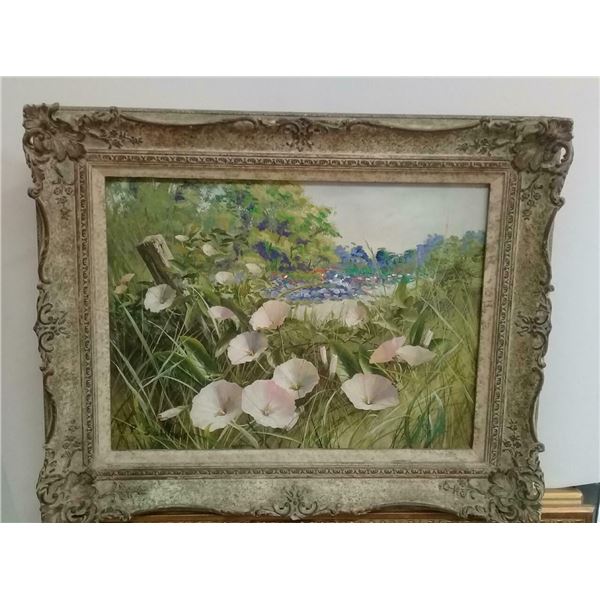 Antique oil canvas painting signed P. Salinas / Framed