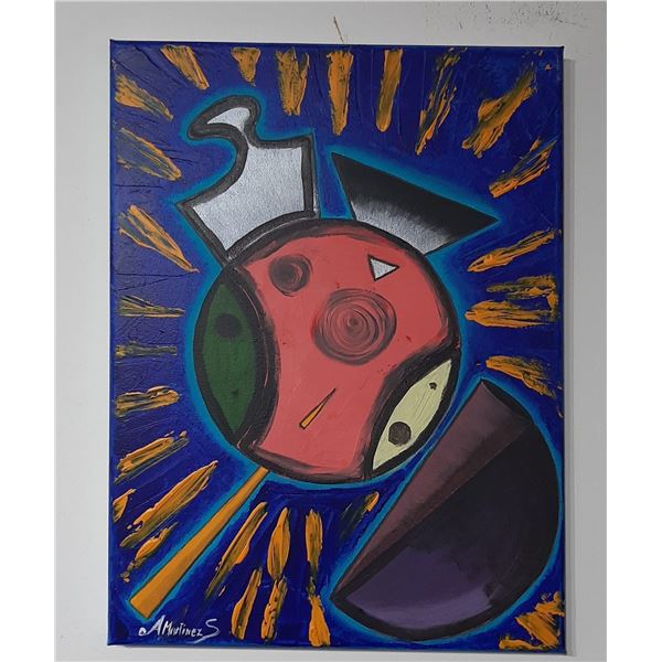 A.Martinez - OIL ON CANVAS PAINTING / ABSTRACT / VERY RARE