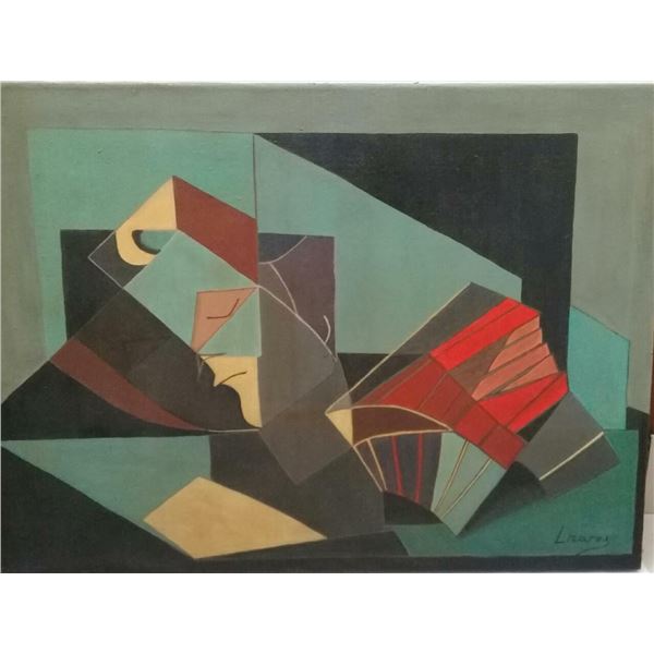 Antique Fine Cubist "Luis Lizares" - Oil Canvas Painting / A1
