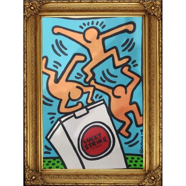 Amazing Artwork KEITH HARING - Cardboard Oil Painted - Signed / Stamped