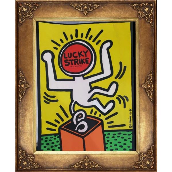 Cardboard Oil painting / Keith Haring - Stamped & Signed