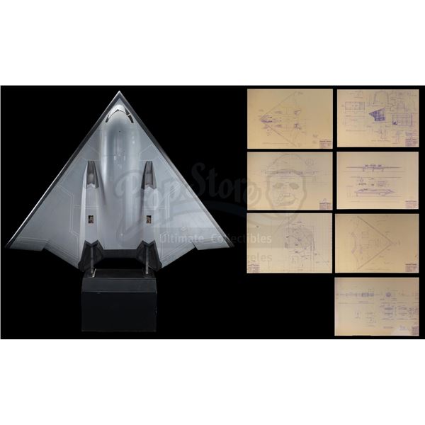 Lot # 45: BROKEN ARROW (1996) - B-3 Stealth Bomber Model Miniature with Mounted Blueprints