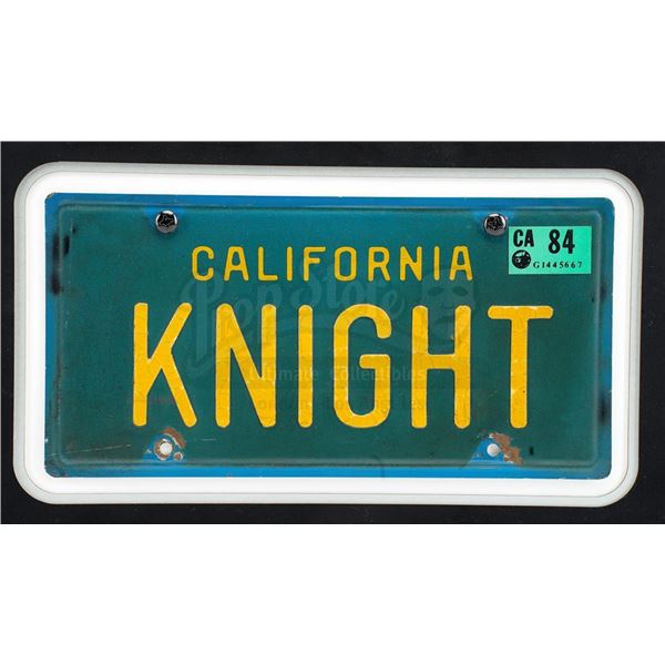 Lot # 159: KNIGHT RIDER (T.V. SERIES, 1982 - 1986) - Framed KITT License Plate Display