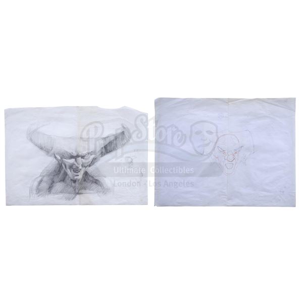 Lot # 167: LEGEND (1985) - Hand-Drawn Jack Johnson Darkness Mask Design Sketches