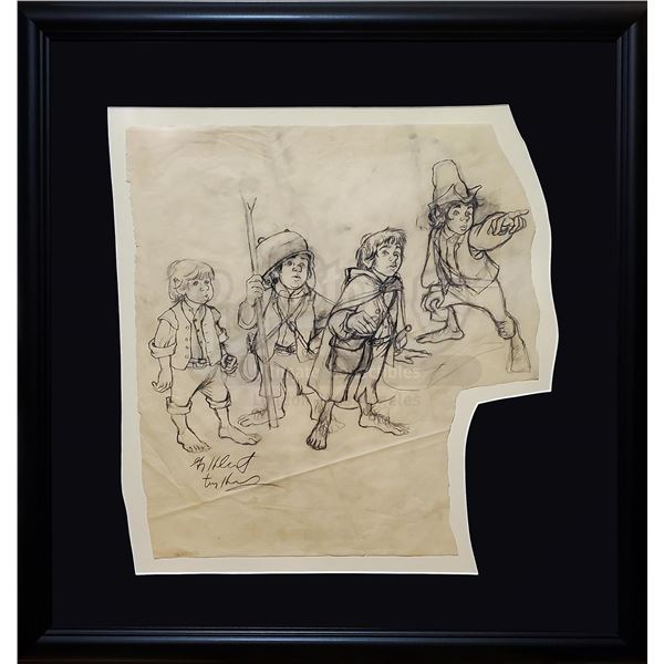 Lot # 173: THE LORD OF THE RINGS FRANCHISE -  Hand-Drawn Brothers Hildebrandt Hobbits Sketch