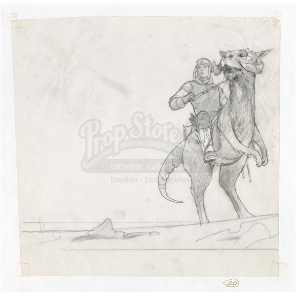 Lot # 299: STAR WARS - EP V - THE EMPIRE STRIKES BACK (1980) - Luke on Tauntaun Drawing for Producti