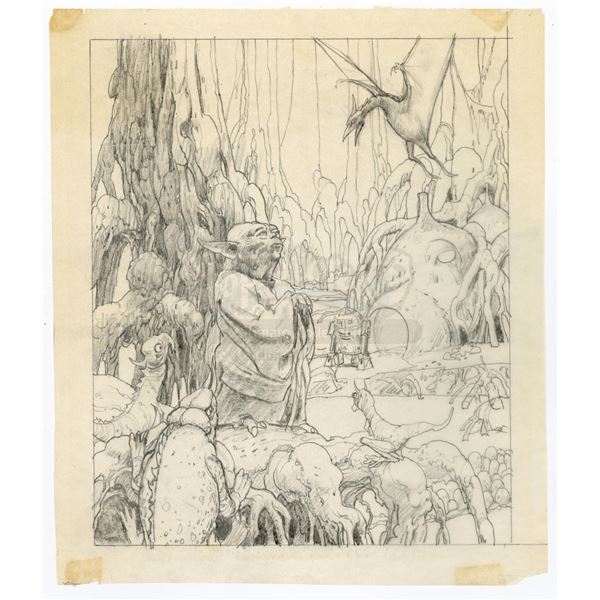 Lot # 308: STAR WARS - EP V - THE EMPIRE STRIKES BACK (1980) - Yoda Drawing For Radio Drama Poster I