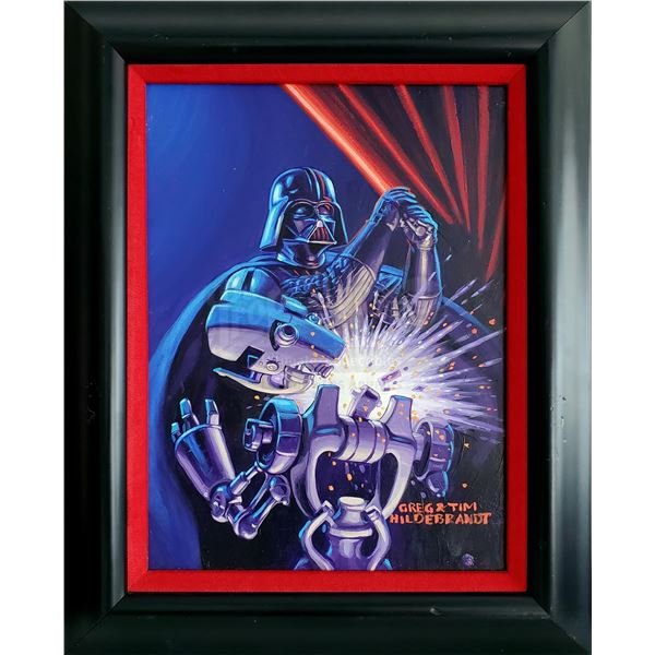 Lot # 337: STAR WARS: SHADOWS OF THE EMPIRE (1990) - Hand-Painted Brothers Hildebrandt "Vader Stays 