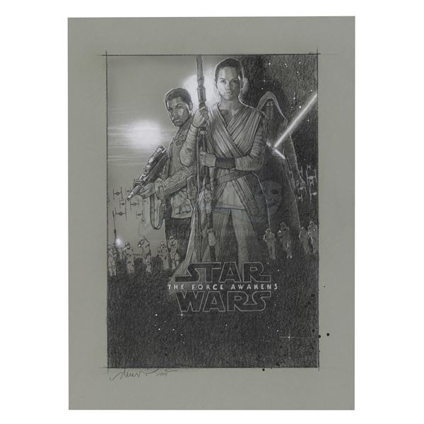 Lot # 340: STAR WARS - EP VII - THE FORCE AWAKENS (2015) - Hand-Drawn Drew Struzan One-Sheet Compreh